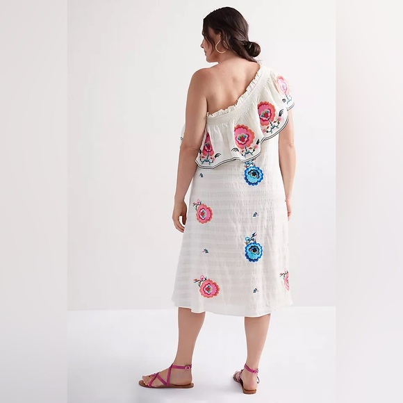 Plenty by Tracy Reese X Anthropologie Embroidered One-Shoulder Dress Large - Picture 2 of 6